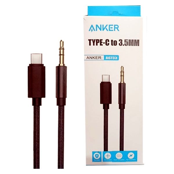 کابل تایپ C به AUX انکر مدل A6733 تبدیل USB-C به جک 3.5 میلیمتری